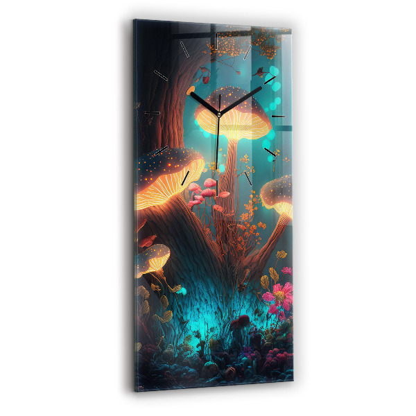 Orologio verticale in vetro Funghi della foresta e magici