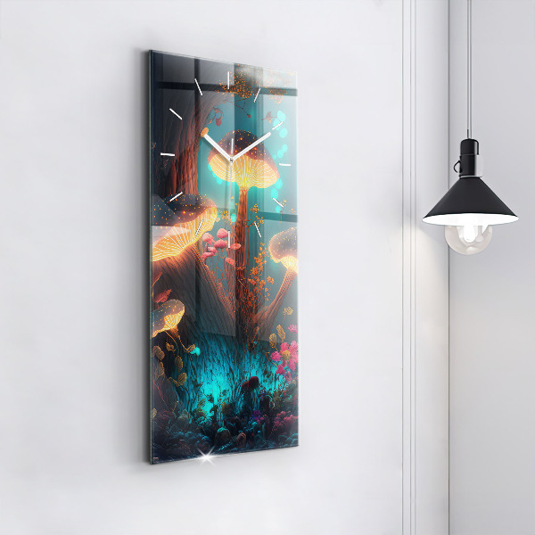 Orologio verticale in vetro Funghi della foresta e magici