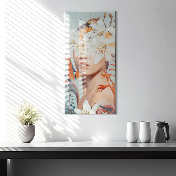 Orologio verticale Donna con fiori