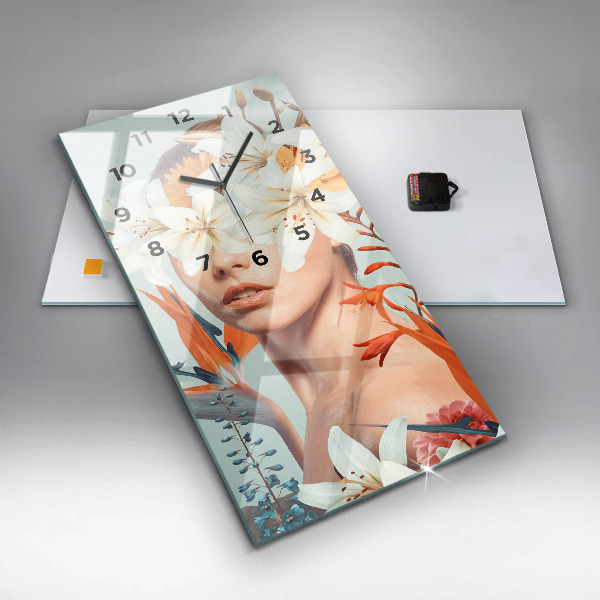 Orologio verticale Donna con fiori