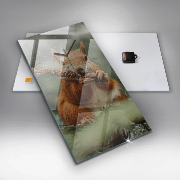 Orologio verticale in vetro Scoiattolo e natura selvaggia