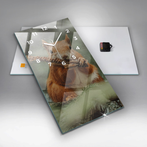 Orologio verticale in vetro Scoiattolo e natura selvaggia