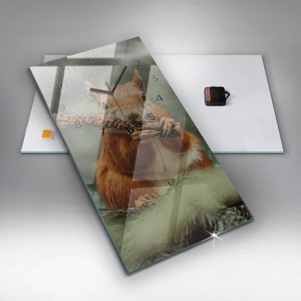 Orologio verticale in vetro Scoiattolo e natura selvaggia