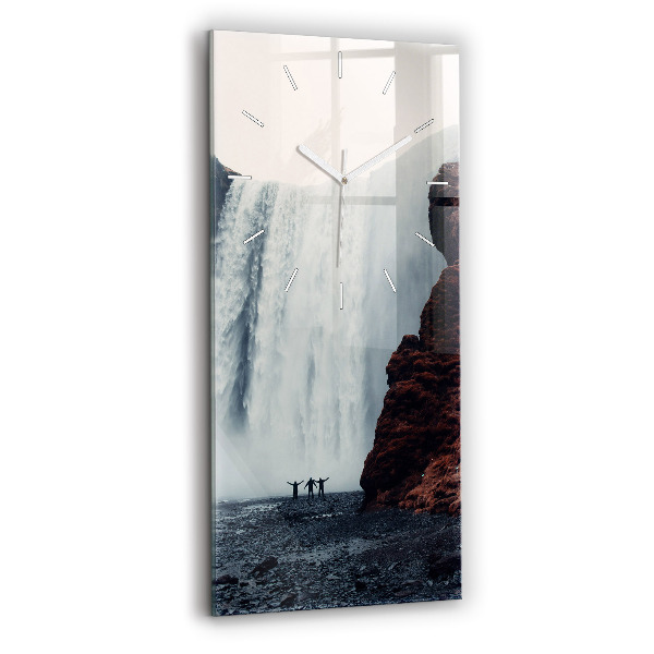 Orologio verticale in vetro Paesaggio della cascata Islanda