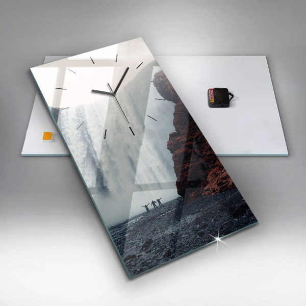 Orologio verticale in vetro Paesaggio della cascata Islanda