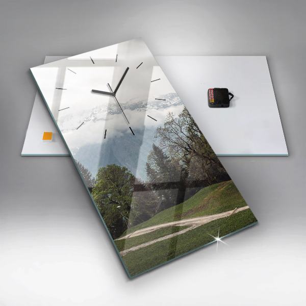 Orologio verticale in vetro Vista sulle montagne