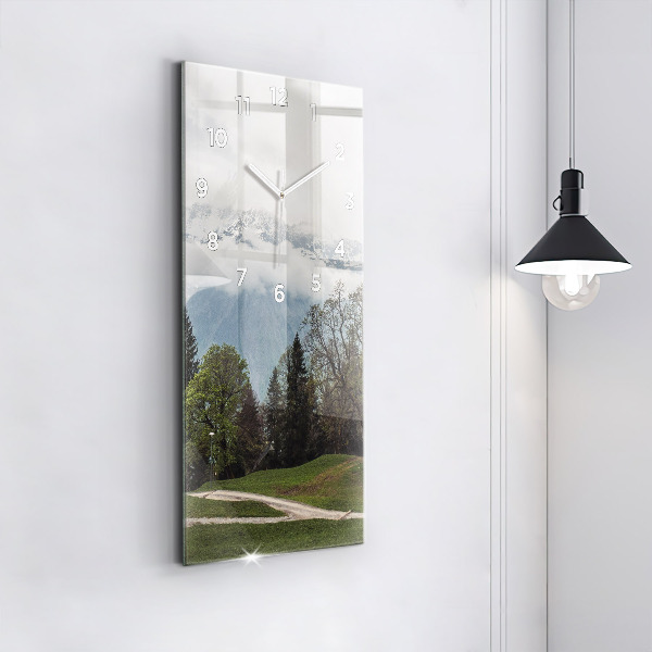 Orologio verticale in vetro Vista sulle montagne