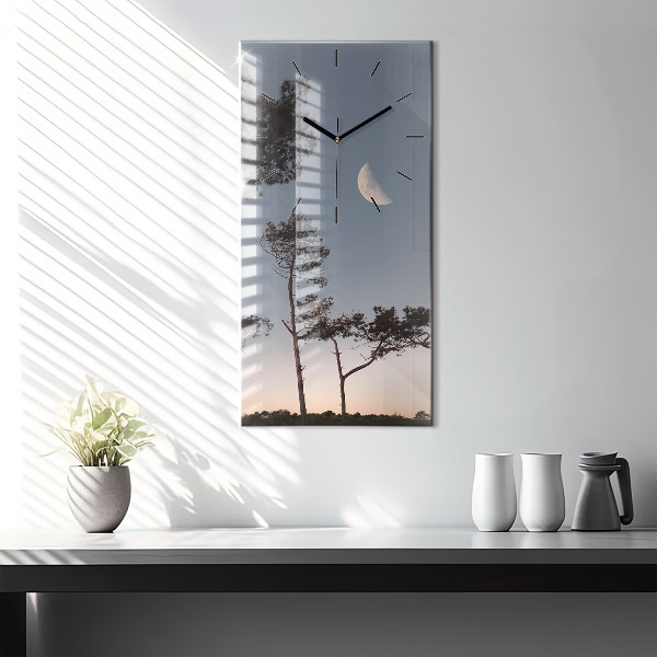 Orologio verticale in vetro Mezzaluna e alberi
