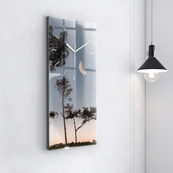 Orologio verticale in vetro Mezzaluna e alberi