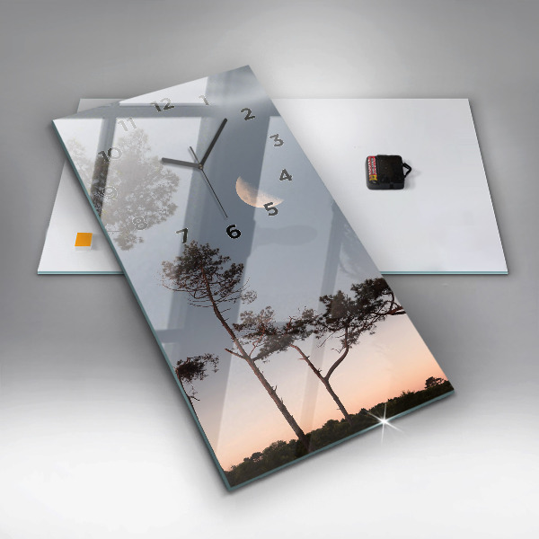 Orologio verticale in vetro Mezzaluna e alberi