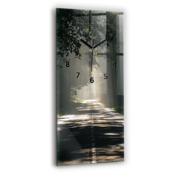 Orologio verticale in vetro Strada forestale e strisce di sole