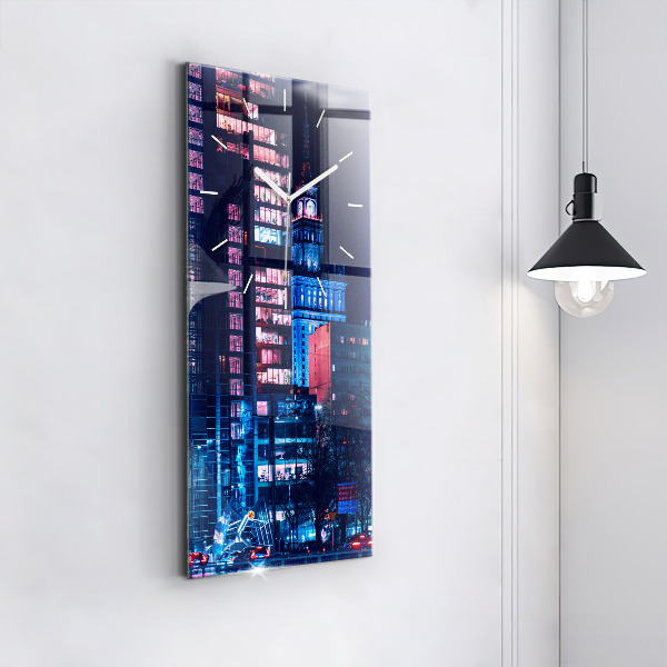 Orologio verticale in vetro Varsavia di notte