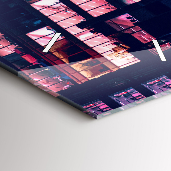 Orologio verticale in vetro Varsavia di notte