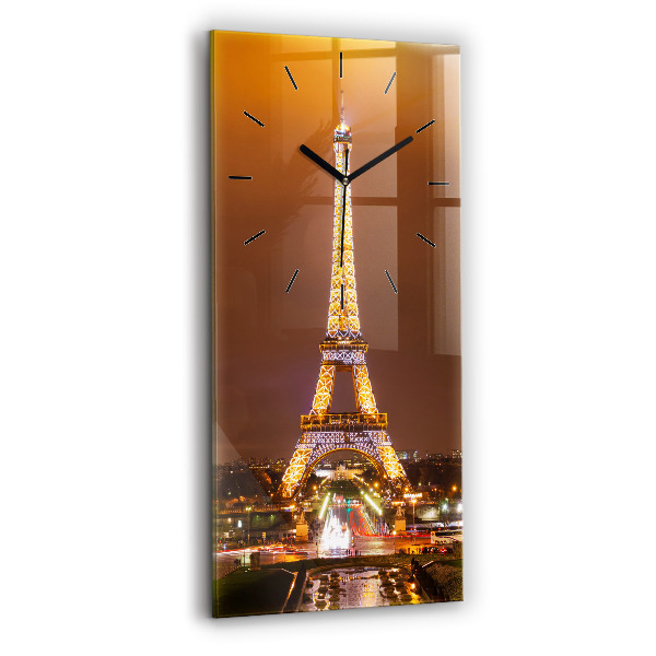 Orologio verticale in vetro Torre Eiffel illuminata