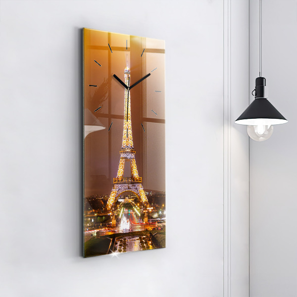 Orologio verticale in vetro Torre Eiffel illuminata