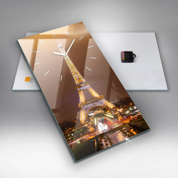 Orologio verticale in vetro Torre Eiffel illuminata