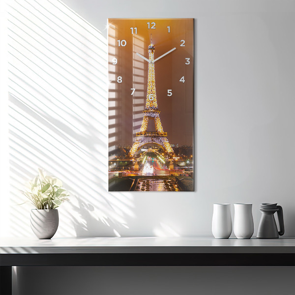 Orologio verticale in vetro Torre Eiffel illuminata