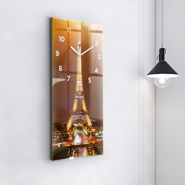 Orologio verticale in vetro Torre Eiffel illuminata
