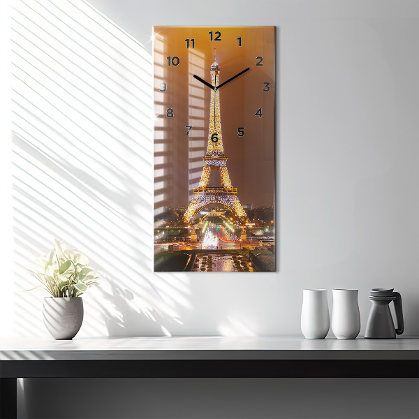 Orologio verticale in vetro Torre Eiffel illuminata
