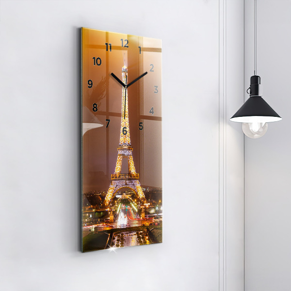 Orologio verticale in vetro Torre Eiffel illuminata