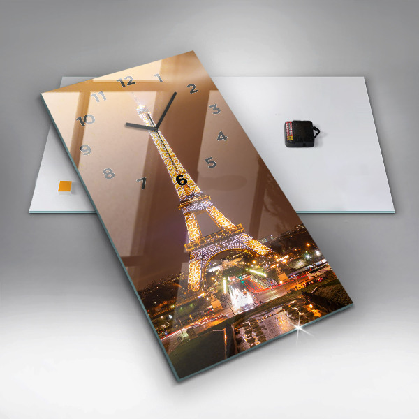 Orologio verticale in vetro Torre Eiffel illuminata