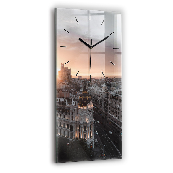 Orologio verticale in vetro Città al tramonto