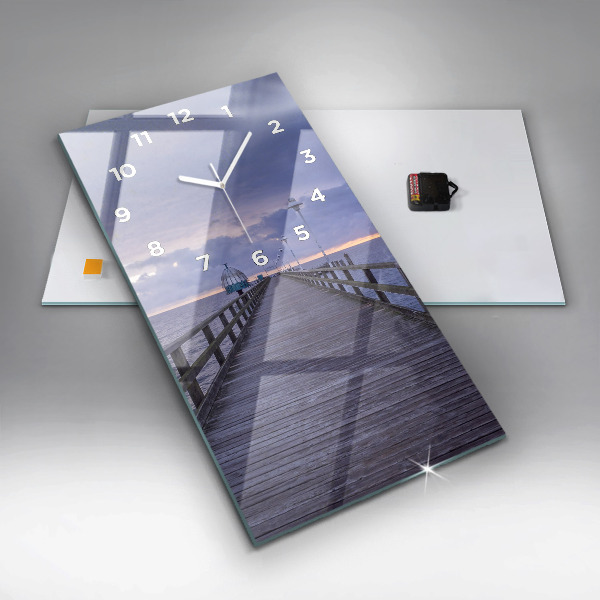 Orologio verticale in vetro Molo sul Mar Baltico