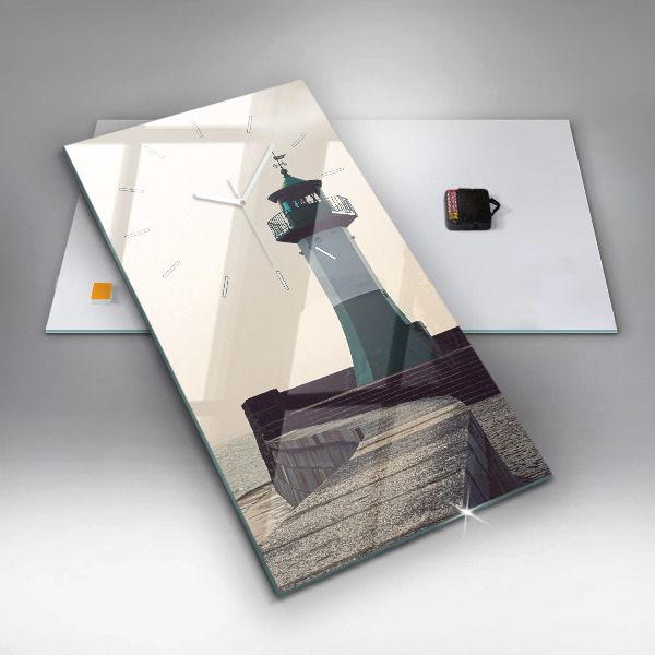 Orologio verticale in vetro Il faro e il mare