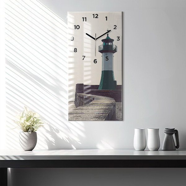 Orologio verticale in vetro Il faro e il mare