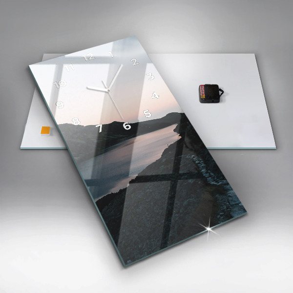 Orologio verticale in vetro Lago e montagne