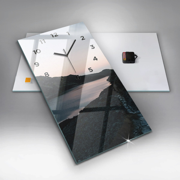 Orologio verticale in vetro Lago e montagne