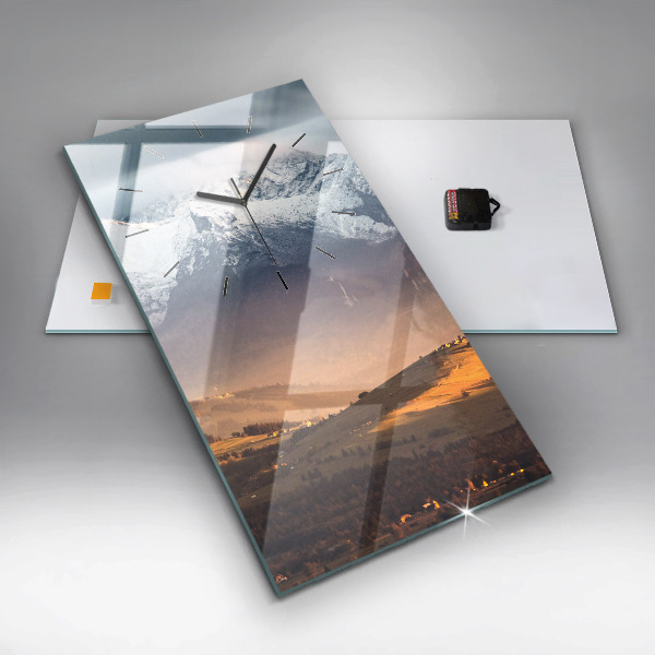 Orologio verticale in vetro Paesaggio invernale dei Monti Tatra