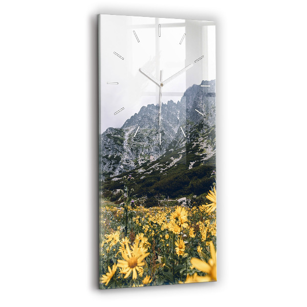 Orologio verticale in vetro Fiori di prato in montagna