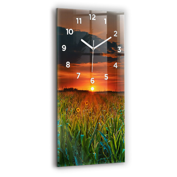 Orologio verticale in vetro Girasoli nel prato