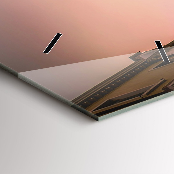 Orologio verticale in vetro Vista del canale in città