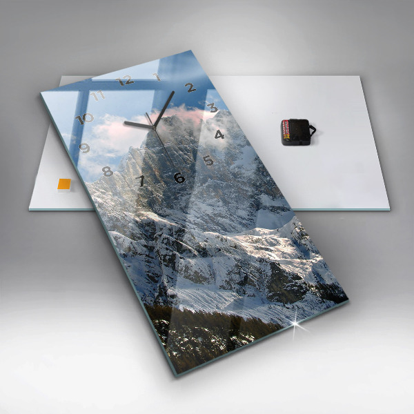 Orologio verticale in vetro Montagne sotto il cielo azzurro