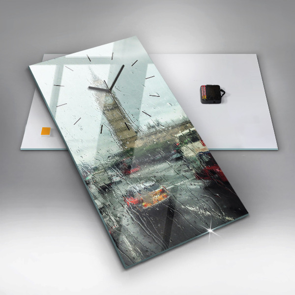 Orologio verticale in vetro Londra piovosa