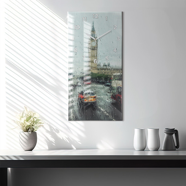 Orologio verticale in vetro Londra piovosa