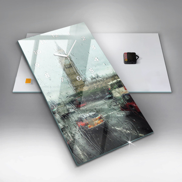 Orologio verticale in vetro Londra piovosa