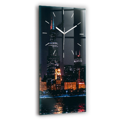 Orologio verticale in vetro Paesaggio urbano di Chicago
