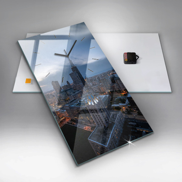 Orologio verticale in vetro Foto di Chicago