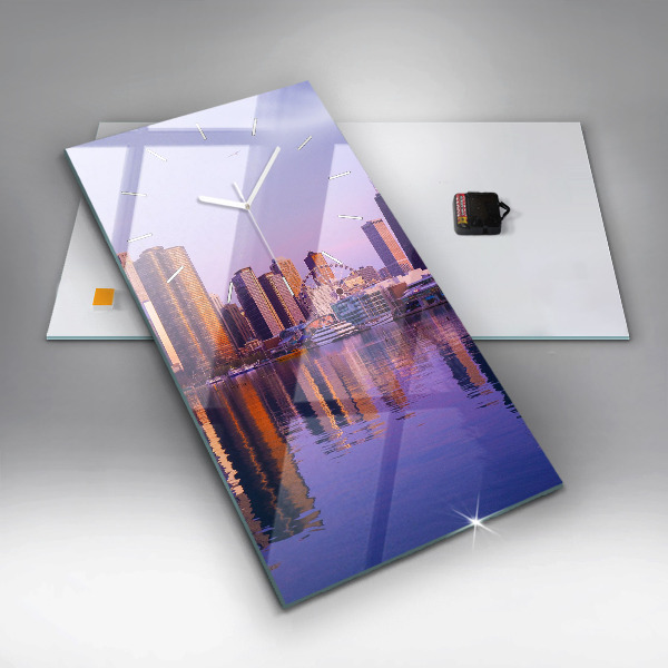 Orologio verticale in vetro Vista dei grattacieli degli USA