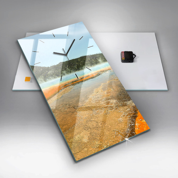 Orologio verticale in vetro Lago con montagne