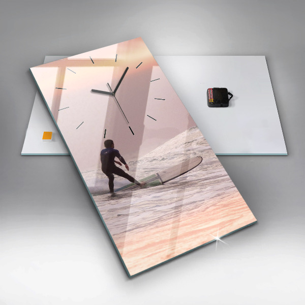 Orologio verticale in vetro Surfista alle Hawaii