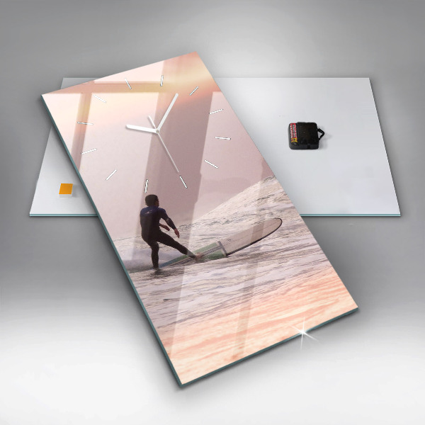 Orologio verticale in vetro Surfista alle Hawaii