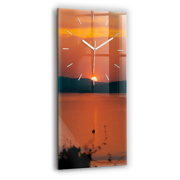 Orologio verticale in vetro Lago Balaton di sera