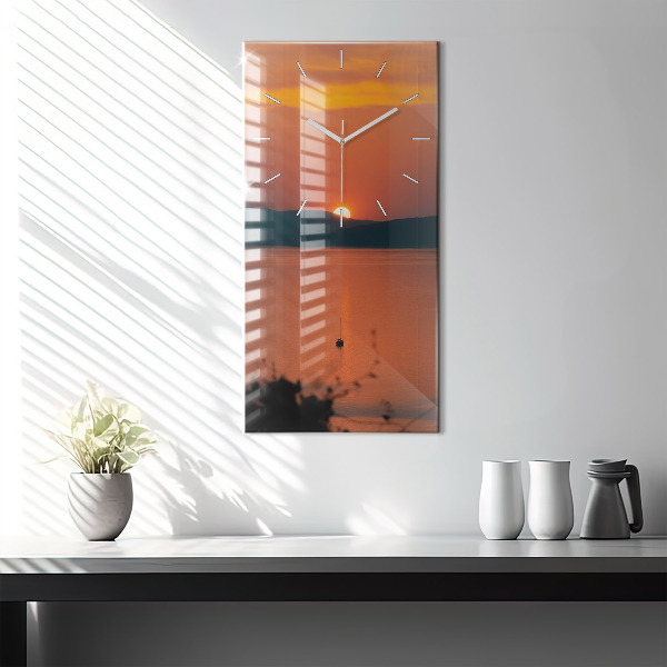 Orologio verticale in vetro Lago Balaton di sera