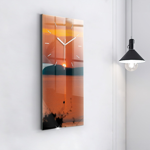 Orologio verticale in vetro Lago Balaton di sera
