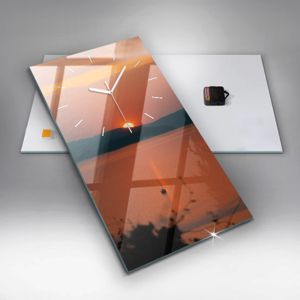 Orologio verticale in vetro Lago Balaton di sera