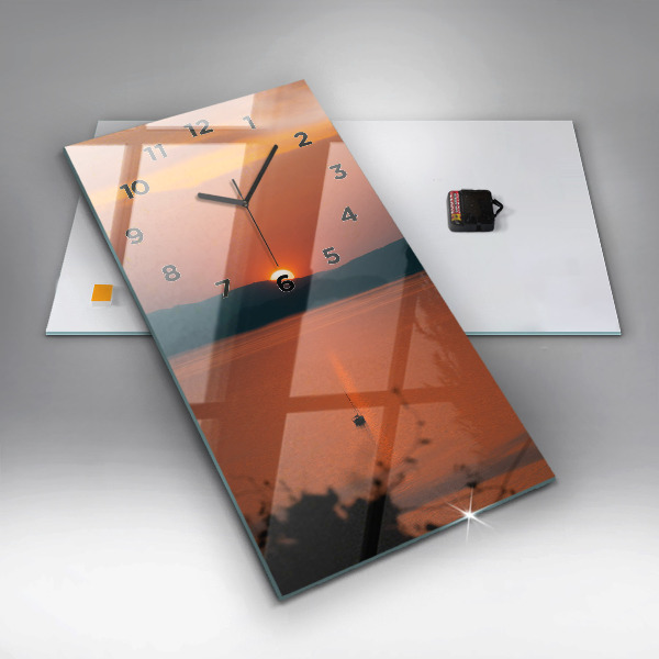 Orologio verticale in vetro Lago Balaton di sera
